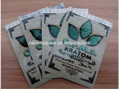 China Bolso ziplock plástico del extracto de OPMS Kratom de la impresión botánica del oro para las cápsulas del kratom de los cannabinoids en venta