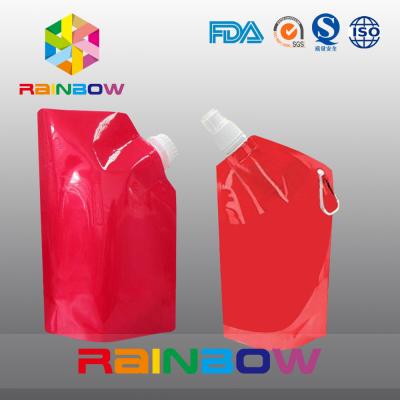 China 350ml 500ml 1L  plastic Flask Water green red color printed Bottle Bag with big Cap for sale