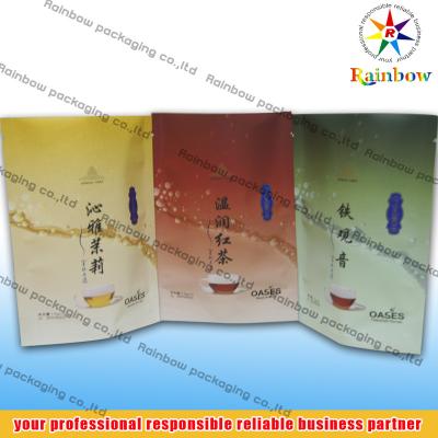 China Bottom Gusset Tea Bags Packaging Printed With Logo For Loose Leaf Tea for sale