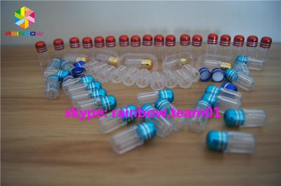 China Botellas de píldora plásticas modificadas para requisitos particulares de la bala, botellas plásticas de la medicina con el casquillo del metal en venta