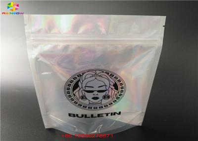 China Holographic Stand Up Zip Lock Bag Laminated Poly Large Plastic Packaging Hologram Foil Sticker for sale