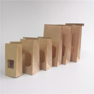 China Tin Tie Brown Side Gusset Kraft Paper Printed k Bags Packing Items With Window for sale