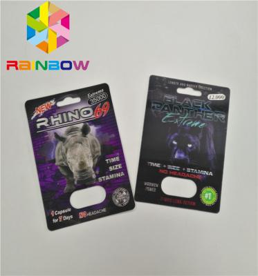 China Normal Size Blister Card Packaging 3D Effect Sex Pill For Men Packaging Card for sale