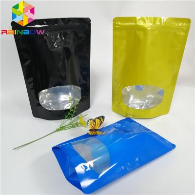 China Glossy Surface Stand Up Zipper Pouch Bags Aluminum Foil Smell Proof With Window for sale