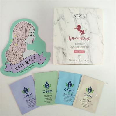 China 5ml 30ml Hair Mask Packaging Bag Mini Eye Cream Pouch Skincare Sample Sachet With Paper Display Box for sale