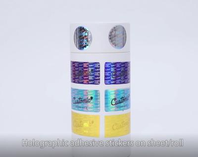 China Etiquetas adesivas CYMK UV da etiqueta 60mic decorativa holográfica à venda