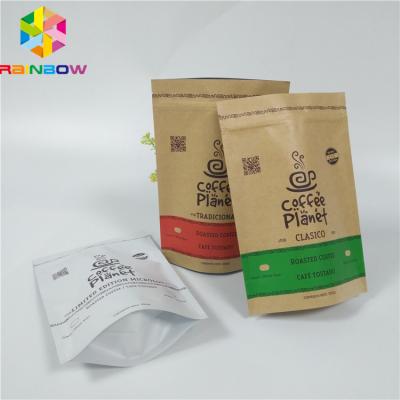 China Custom Printed Packaging Brown Kraft Paper Bags With Zipper Food Storage Paper Pouch Bag for sale