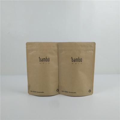 China Biodegradable Brown Kraft Paper Doypack Bags Compostable Cosmetic for sale