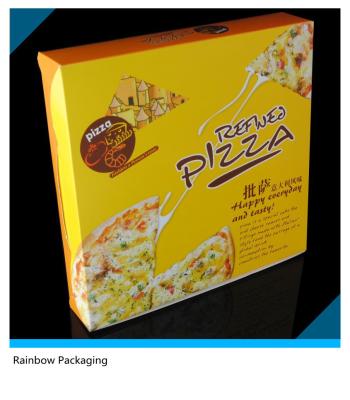 Chine Les boîtes de papier attrayantes jaunes d'emballage ont adapté le logo aux besoins du client pour l'emballage de pizza à vendre