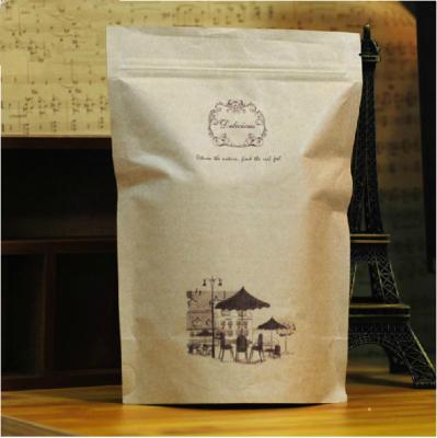 China Coffee Bean Customized Paper Bags Brown Kraft With Window and Zipper craft paper bag for sale