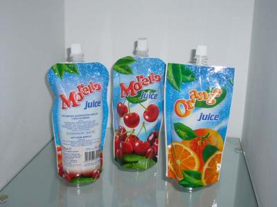 Chine Poche en plastique faite sur commande de bec de bleu de ciel empaquetant l'emballage de boissons de jus d'orange à vendre