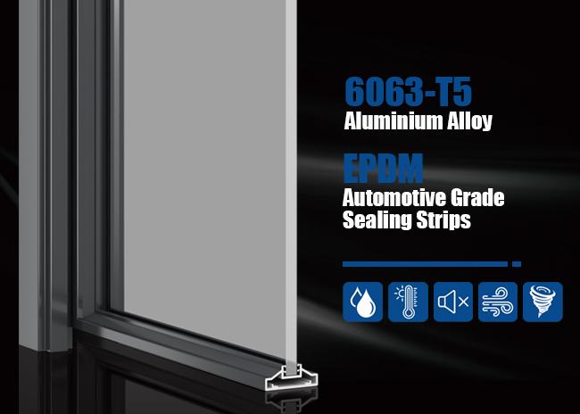 Aluminium swing door front view with ultra slim frame