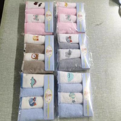 China Stock item: 4pk 25cms * 25cms baby washcloths, baby cotton face cloths in stock, 8000 sets in total for sale