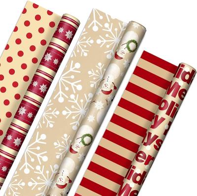 China Uncoated Reversible Gift Box Wrapping Paper Rustproof  Christmas Wrapping Paper for sale