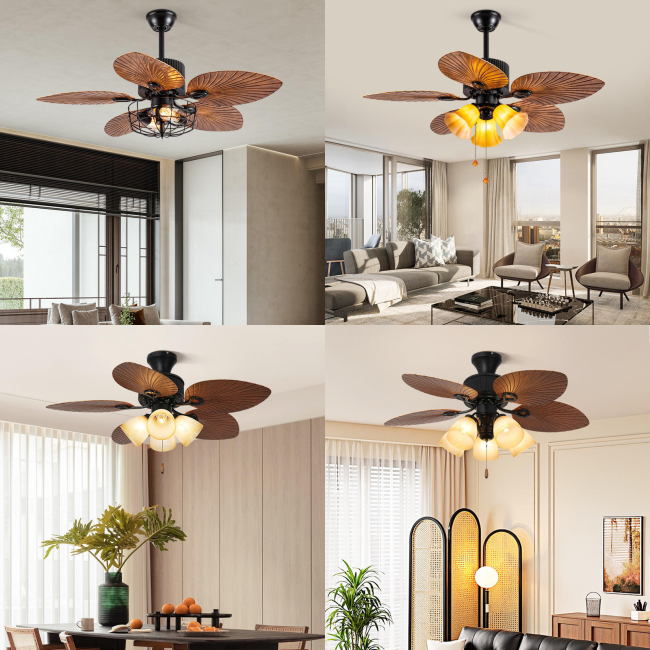 Manufacturer 52 Inch Luxury Indoor ABS Living Room Bedroom Minimalist Stylish Zipper Ceiling Fan 0