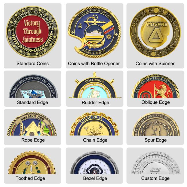 Metal coin finishing options