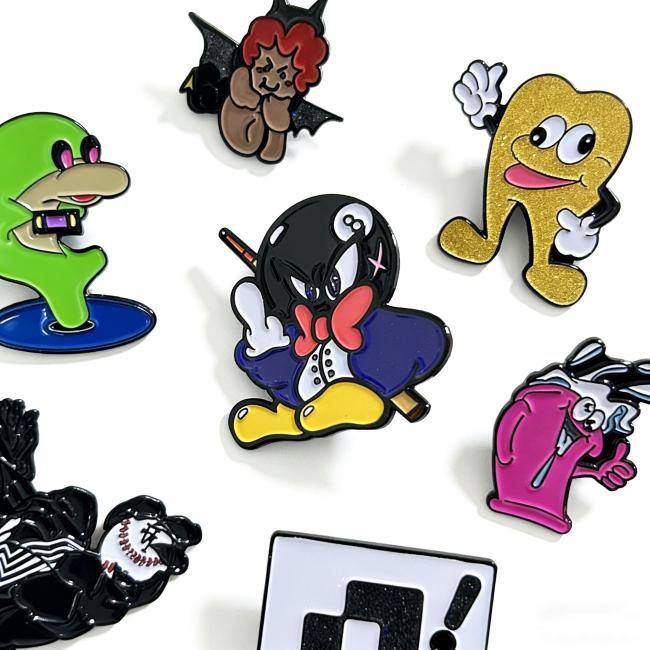Enamel pin application on clothing and accessories demonstrating versatile use