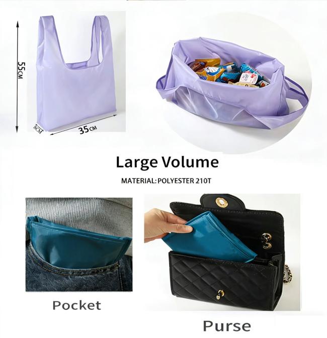 Bag folding demonstration showing compact storage