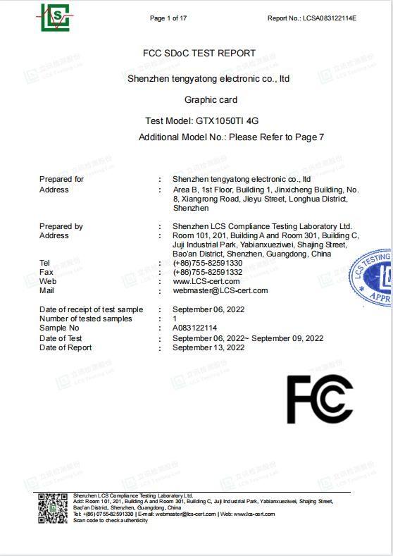 FCC - Shenzhen Tengyatong Electronic Co., Ltd.