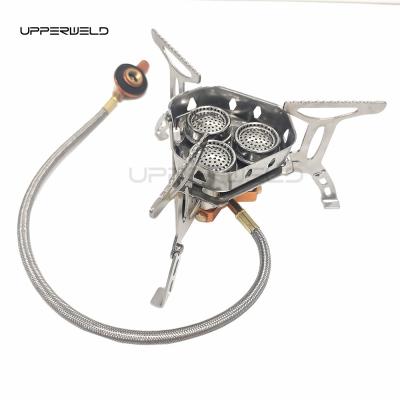 China Outdoor Cooking Portable Burner Round Stainless Steel Furnace Head Camping Gas Stove for sale