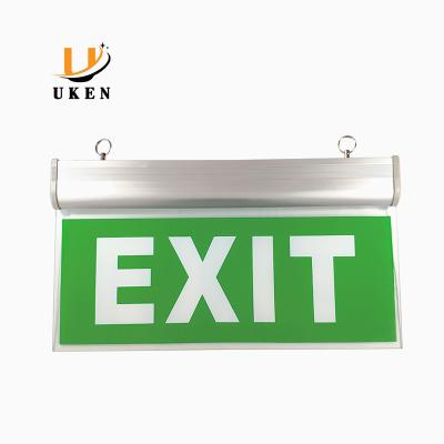 China Hanging Illuminated Fire Exit Signs Acrylic Plastic Aluminum Frame Emergency Sign for sale