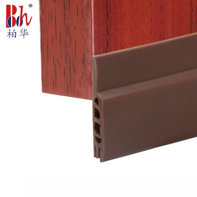 China Brown Silicone Weather Stripping Acoustic Rubber Door Bottom Seal Strips 1000mm for sale