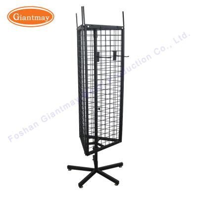 China 3 Sided Metal Shelf Revolving Stand Wire Rotating Display Rack for sale
