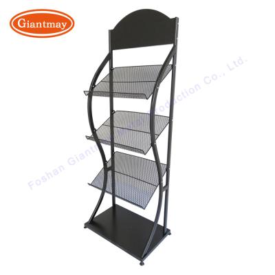 China Journal Shelf Library Book Rack Metal Magazine Stand for sale