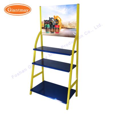 China 3 Tiers Car Shop Shelf Rack Metal Oil Display Stand for sale