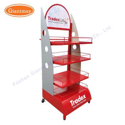 China Removable Metal Oil Display Stand Shop Lubricant Rack for sale