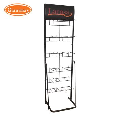 China Metal Floor Hanging Hooks Rack Battery Display Stand for sale