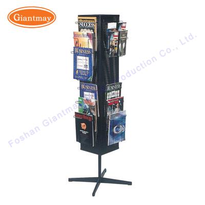 China Brochure Stand with Wheels Rotating Metal Magazine Rack for sale