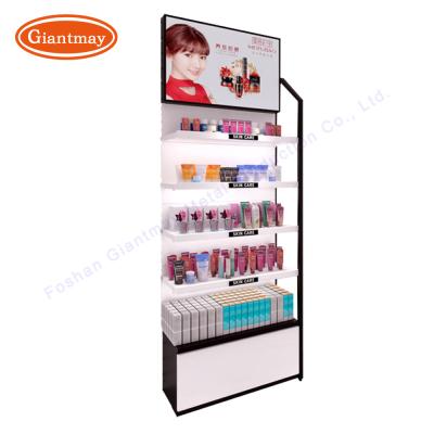 China Free Standing Beauty Makeup Display Stand Cosmetic Display Shelves Logo Customized for sale