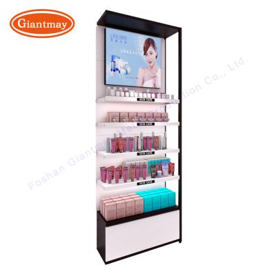 China Makeup Shelf Rack Shopping Mall Cosmetic Shop Display Stable Structure for sale