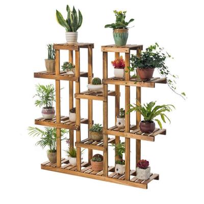 China Multi Tiered Wooden Flower Pot Plant Stand Home Patio Lawn 3 6 Steps for sale