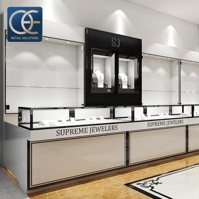 China Locking Glass Countertop Jewelry Display Cases Cabinet Showcase Luxury for sale