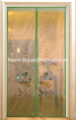China Beautiful Printed Polyester Mesh Door Curtain with Magnetic Strips for Easy Shut Off for sale
