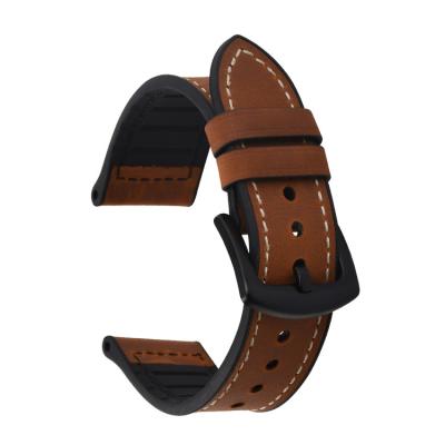 China Double Color Italian Leather Watch Band 22mm / 24mm Width for sale