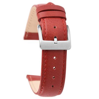 China Rufous Color Leather Watch Strap Bands PVD Plating Stainless Steel Buckle for sale