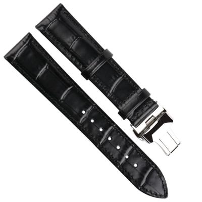 China CE Passed Leather Watch Strap Bands , 20mm Watch Strap With Butterfly Buckle for sale