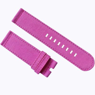 China 24mm Canvas Strap Watch Band , Cloth loops Rose Red Watch Band for sale