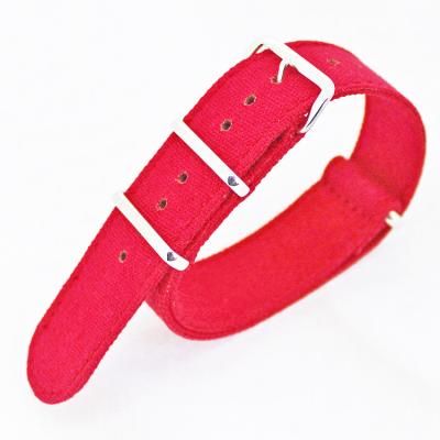 China Solid Color Nato Canvas Watch Strap Bright red With Buckle for sale