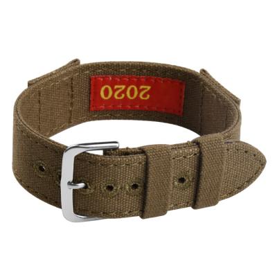 China One piece Genuine Sailcloth Watch Strap , 20mm Canvas Strap solid color for sale
