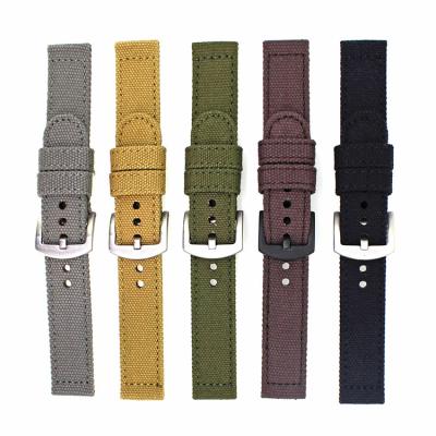China 24mm Canvas Leather Watch Strap for sale