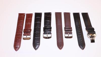 China 16mm - 22mm 2 Piece Curved Replacement Leather Strap for sale