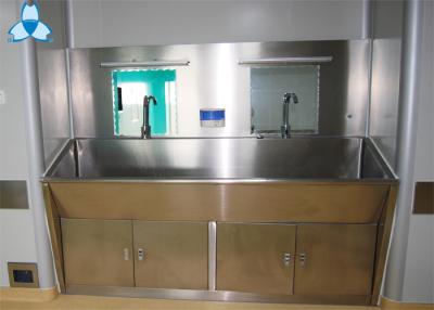 China Stainless Steel Hospital Air Filter Hand Basins With Cabinets For 2 Person for sale