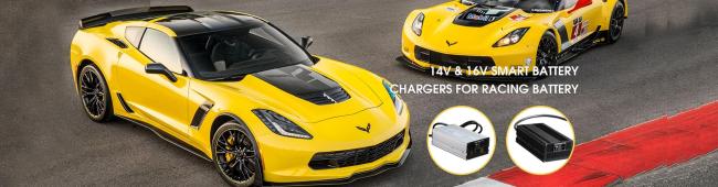 14.4V 15A racing battery charger for 14V AGM or lithium battery pack, 4 stages smart charging and aluminum housing