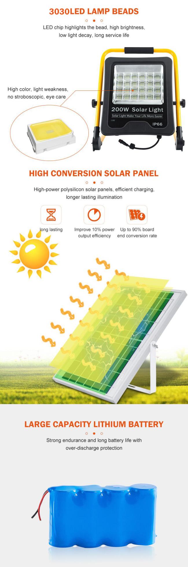 Brightest Ip 66 Exterior 50w 100w 200w Garden Outdoor Solar Led Flood Light Lamp