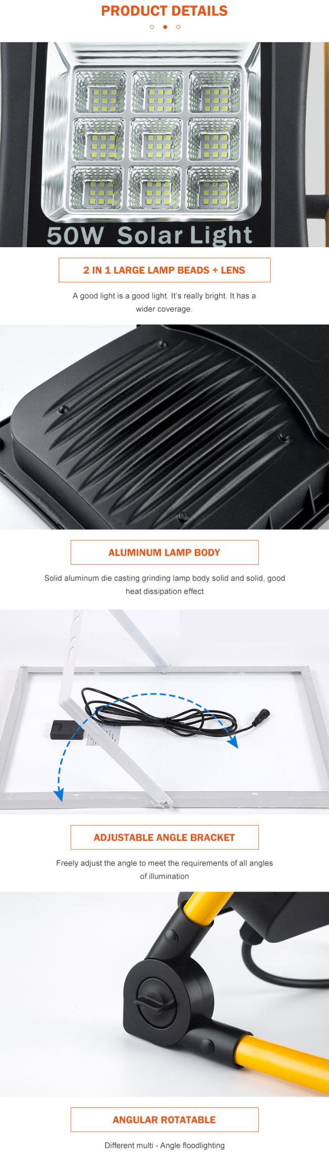 Brightest Ip 66 Exterior 50w 100w 200w Garden Outdoor Solar Led Flood Light Lamp