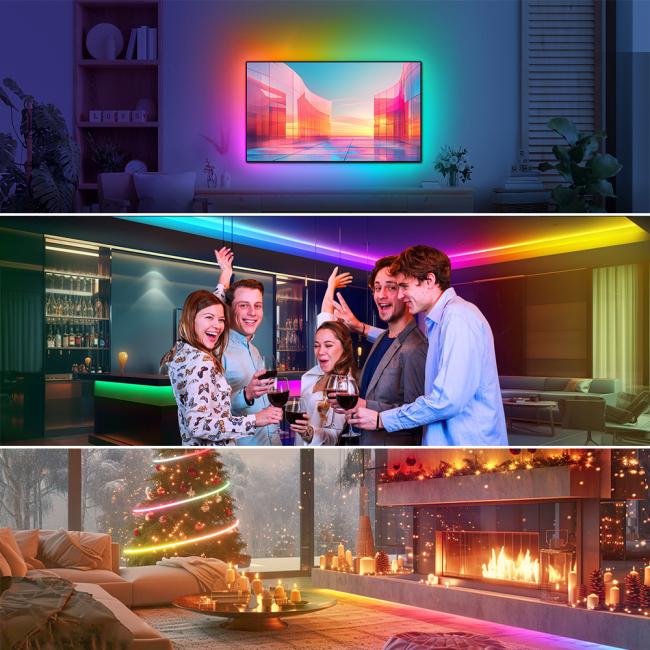 Solar string lights used in various outdoor scenarios